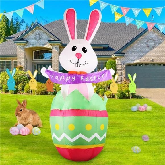Holiday Easterblow Up Yard Decorations Easter Bunny And Egg